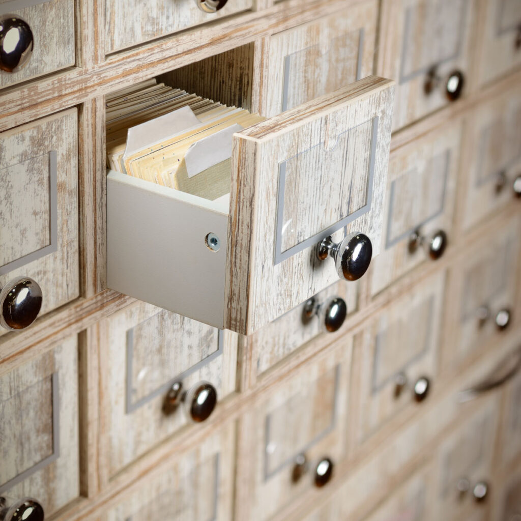 library drawer close up